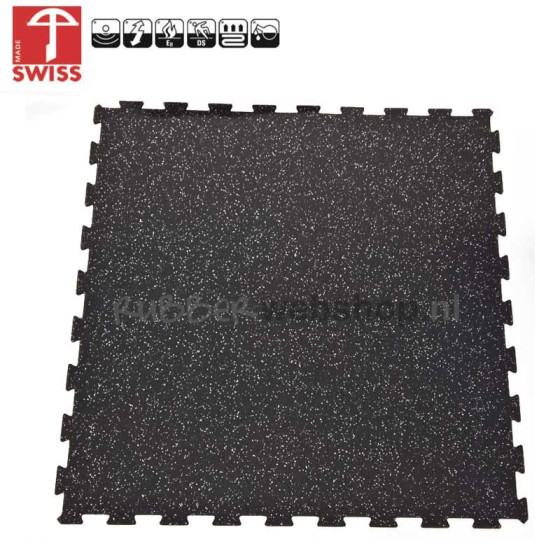 Sportvloer ProfiGym puzzel tegel Grijs Zwart | 6mm dik | 100cm x 100cm Sportvloer ProfiGym puzzel tegel Grijs Zwart | 6mm dik | 100cm x 100cm
