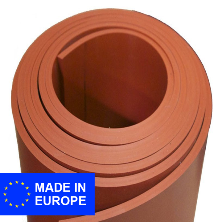 Para plaatrubber (natuurrubber) Rood 4mm dik 140cm breed