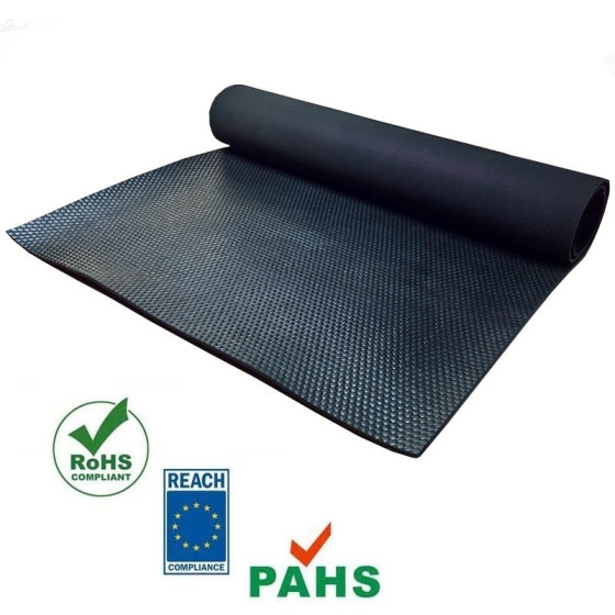 Naar behoren Kunstmatig Donker worden Rubber anti slip vloer met inlage | Hamerslag 10 mm dik 130 cm breed