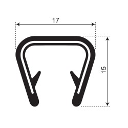 Kantprofiel  | breedte 17mm | hoogte 15mm | klembereik 9-12mm