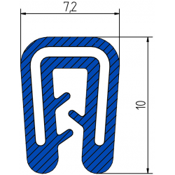 Siliconen klemprofiel Blauw | FDA keurmerk | 7,2 x 10 mm | klembereik 1-2 mm