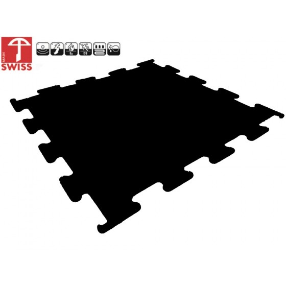 Sportvloer ProfiGym puzzel tegel Pure Black | 15mm dik | 100cm x 100cm