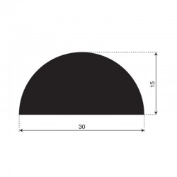 Halfrond EPDM profiel | breedte 30mm | hoogte 15mm