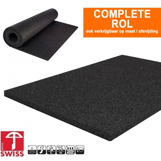 Asfalt look Granulaat rubber extra sterk (850kg) (onder)vloer | 10mm dik | 100cm breed | Rol 10 meter