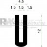 Volrubber U Profiel | 1,5mm inwendig | hoogte 12mm | dikte 1,5mm