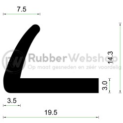 Rubber Hoekprofiel 19.5x14.3mm