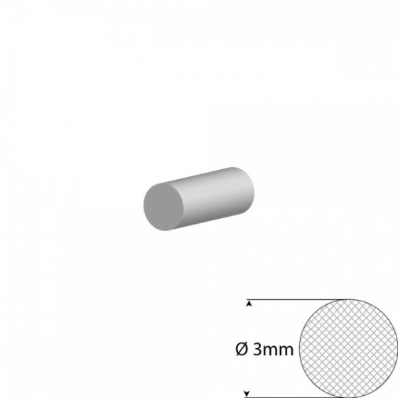 Siliconen wit mosrubber/celrubber rondsnoer Ø 3,0mm Diameter | Rol 50 meter