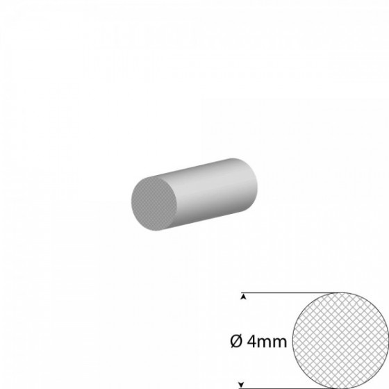 Siliconen wit mosrubber/celrubber rondsnoer Ø 4mm Diameter | Rol 50 meter