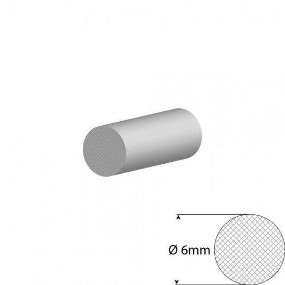 Siliconen wit mosrubber/celrubber rondsnoer Ø 6mm Diameter | Rol 25 meter