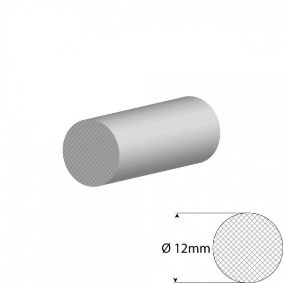 Siliconen wit mosrubber/celrubber rondsnoer Ø 12mm Diameter | Rol 25 meter