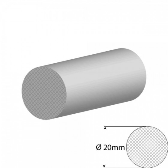 Siliconen wit mosrubber/celrubber rondsnoer Ø 20mm Diameter | Rol 20 meter