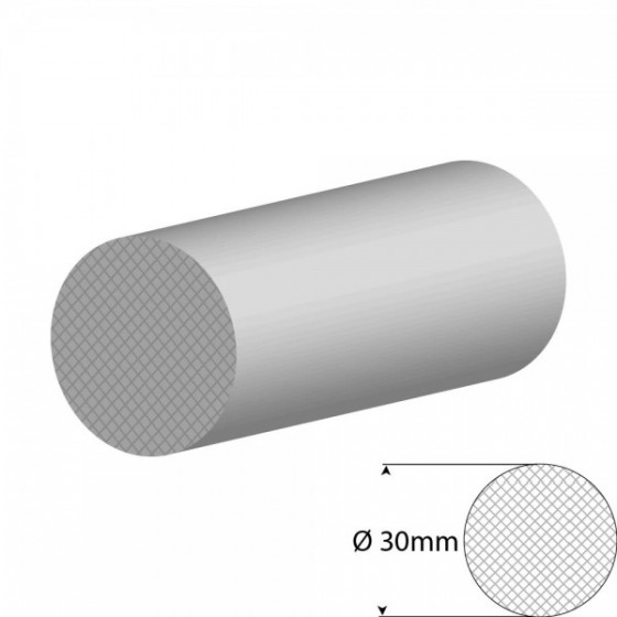 Siliconen wit mosrubber/celrubber rondsnoer Ø 30mm Diameter | Rol 20 meter