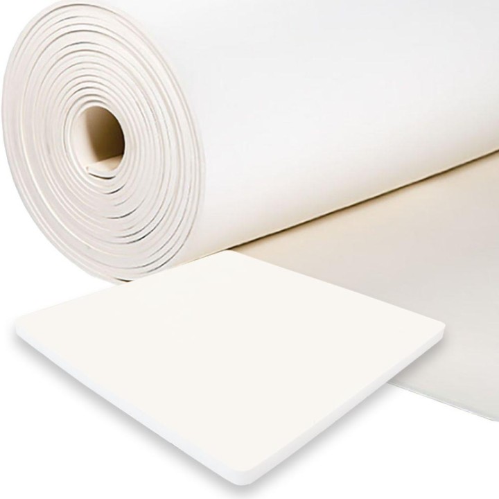 Siliconen schuimplaat (mosrubber) creme wit 2mm dik 100cm breed Rol 10 meter