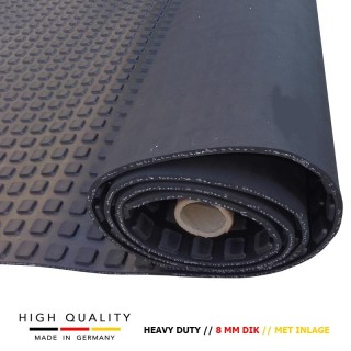 Vierkante noppen rubber vloer Heavy Duty 8 mm dik met inlage 120cm breed