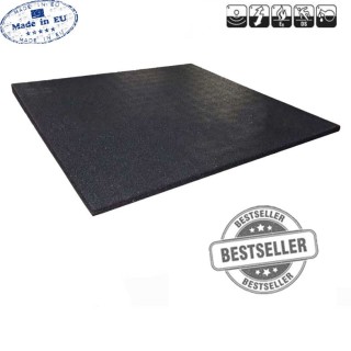 PREMIUM naadloos zonder voegen lasergesneden Sportvloer rubber tegel ZWART - fijne korrel 100x100cm 1cm dik