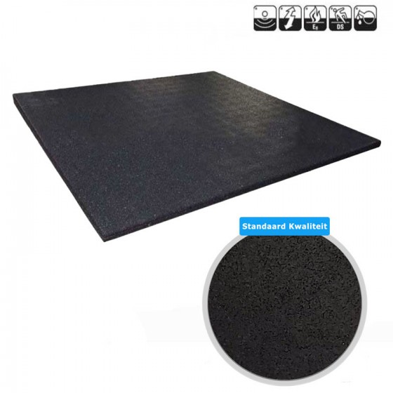 Sportvloer rubber tegel ZWART | 100x100cm | 1.5cm dik