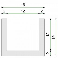 Siliconen U Profiel voedingskwaliteit 12,0x14,0mm