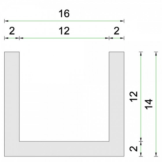 Siliconen U Profiel voedingskwaliteit 12,0x14,0mm