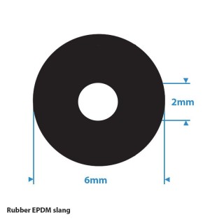 Rubber EPDM slang Ø 2mm inwendig Ø 6mm uitwendig