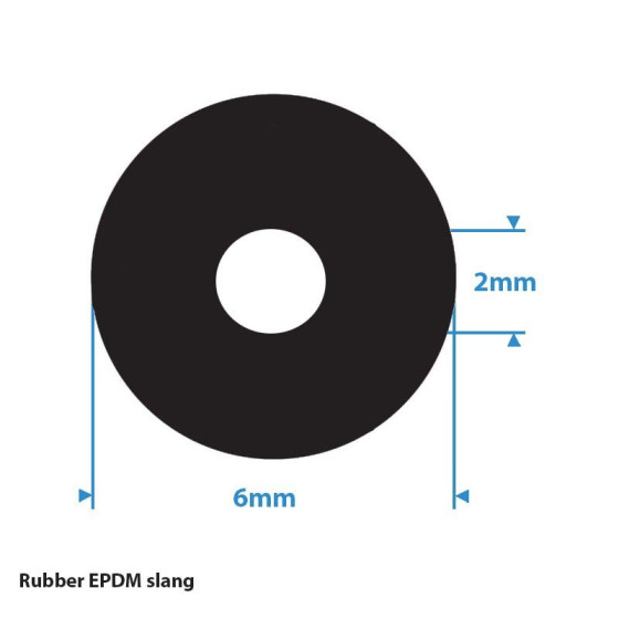 Rubber EPDM slang Ø 2mm inwendig Ø 6mm uitwendig