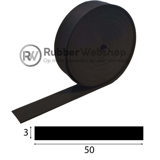 100% EPDM rubber band | 50mm breed | 3mm dik | Rol 10 meter