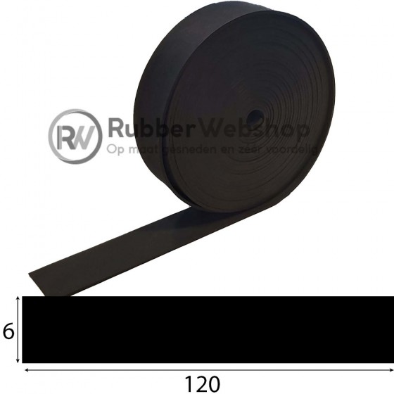 Rubber Plint SBR band | 12cm breed x 6mm dik | 10 meter lang