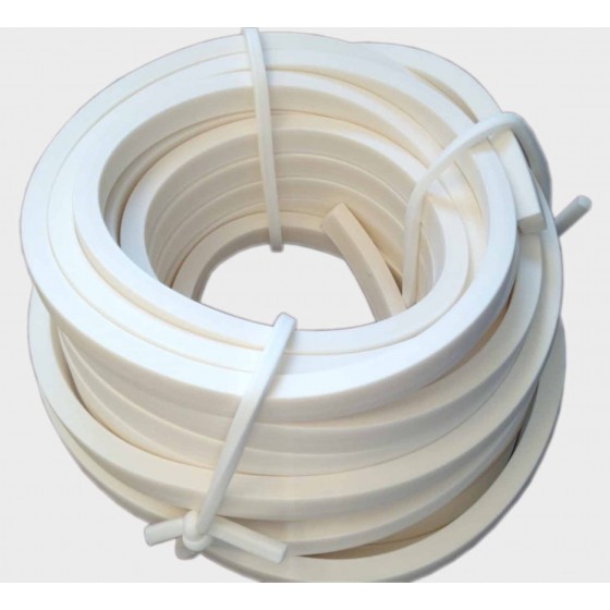 Wit siliconen mosrubber rechthoekig snoer 15mm x 20mm