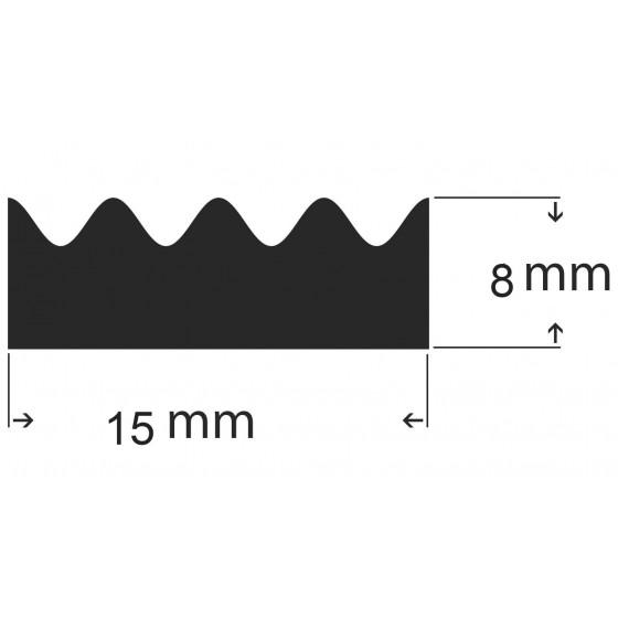 Kroonband / Tochtstrip | dikte 8 mm | breedte 15 mm