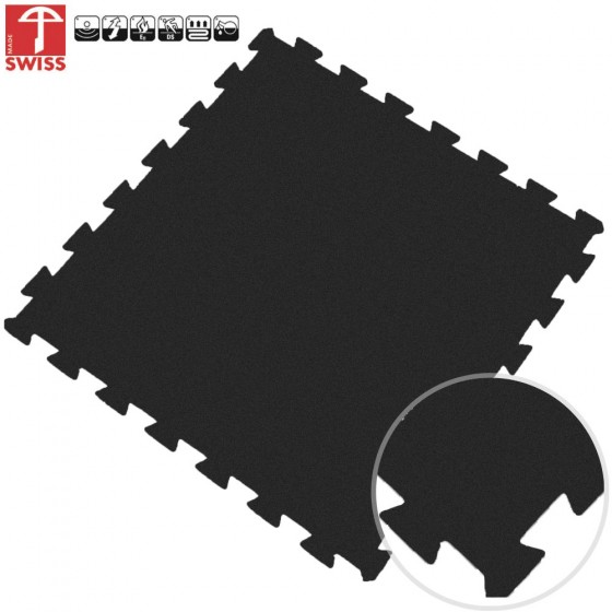 Sportvloer ProfiGym puzzel tegel Pure Black | 6mm dik | 60cm x 60cm