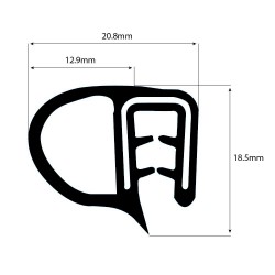 Siliconen klemprofiel zwart met kraal | FDA keurmerk | 18,5 x 20,8 mm | klembereik 2-4mm