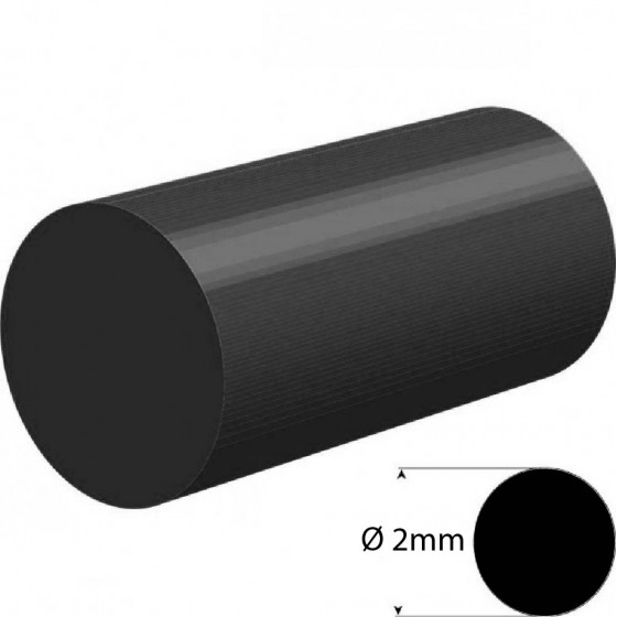 EPDM Rubber rond snoer zwart Ø 2mm | Hardheid 60+/-5 Shore A
