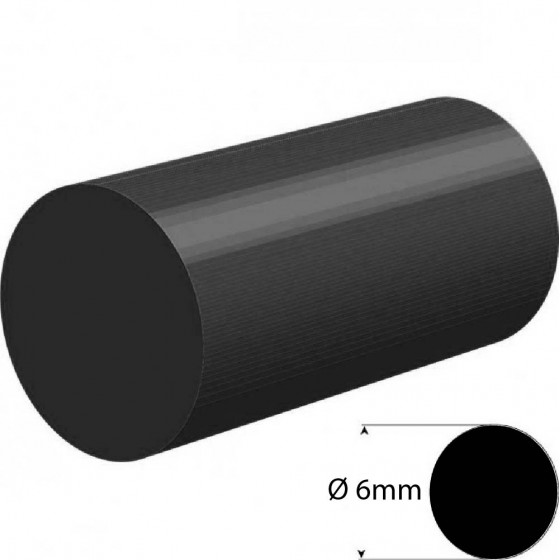 EPDM Rubber rond snoer zwart Ø 6mm | Hardheid 60+/-5 Shore A