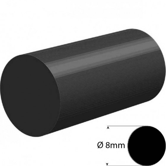 EPDM Rubber rond snoer zwart Ø 8mm | Hardheid 60+/-5 Shore A
