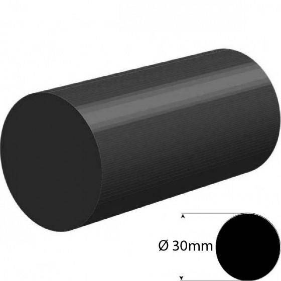 EPDM Rubber rond snoer zwart Ø 30mm | Hardheid 60+/-5 Shore A | Rol 20 meter