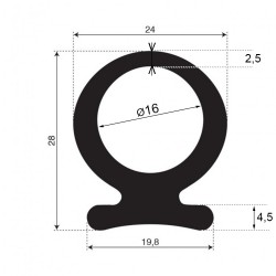 Carrosserieprofiel | breedte boven 24mm | breedte onder 19,8mm | hoogte 28mm