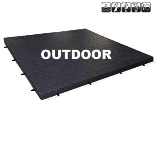 Sportvloer rubber tegel OUTDOOR ZWART incl. Pin/Gat verbinding 100x100cm 3cm dik