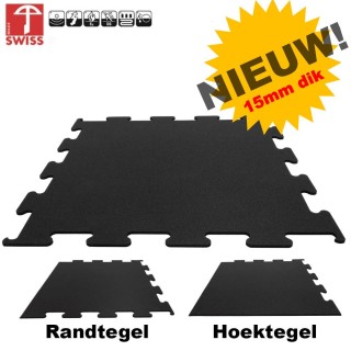 Sportvloer ProfiGym puzzel tegel Pure Black 15mm dik 100cm x 100cm