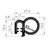 EPDM klemprofiel met mosrubber kraal aan de zijkant 18,3x27,5mm klembereik 2,5-5,5mm