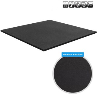 PREMIUM sportvloer naadloos zonder voegen lasergesneden rubber tegel ZWART - fijne korrel 100x100cm 1.5cm dik