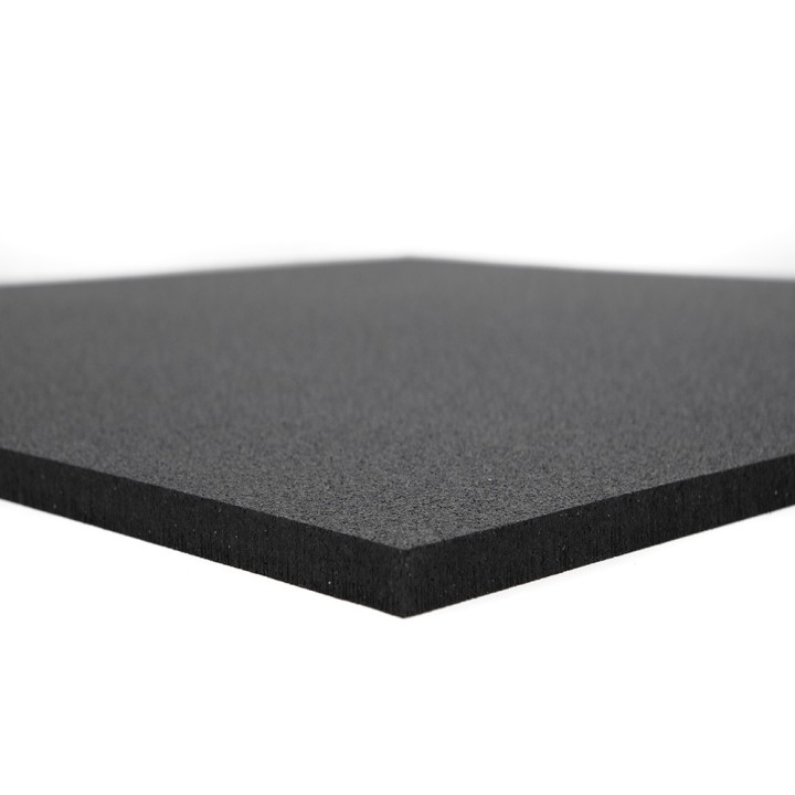 PREMIUM sportvloer naadloos zonder voegen lasergesneden rubber tegel ZWART - fijne korrel 100x100cm 1.5cm dik