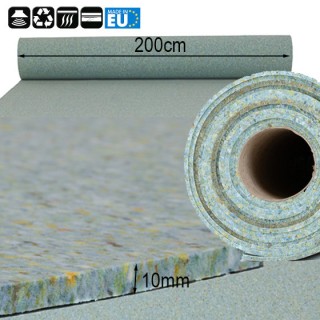 IsoSound vloer geluid en thermische isolatie 200cm breed x (kies zelf lengte) - 10mm dik - Rol 10 meter