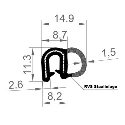 EPDM Rubber klemprofiel met...