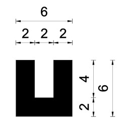rubber U profiel 2x6