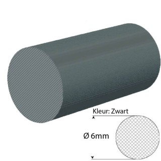 EPDM Mosrubber Snoer Zwart | Ø 6mm