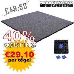 Tijdelijke Aanbieding Outlet EasyConnect Heavy Duty Zwart/Grijs rubber tegel | 100x100cm | 2cm dik