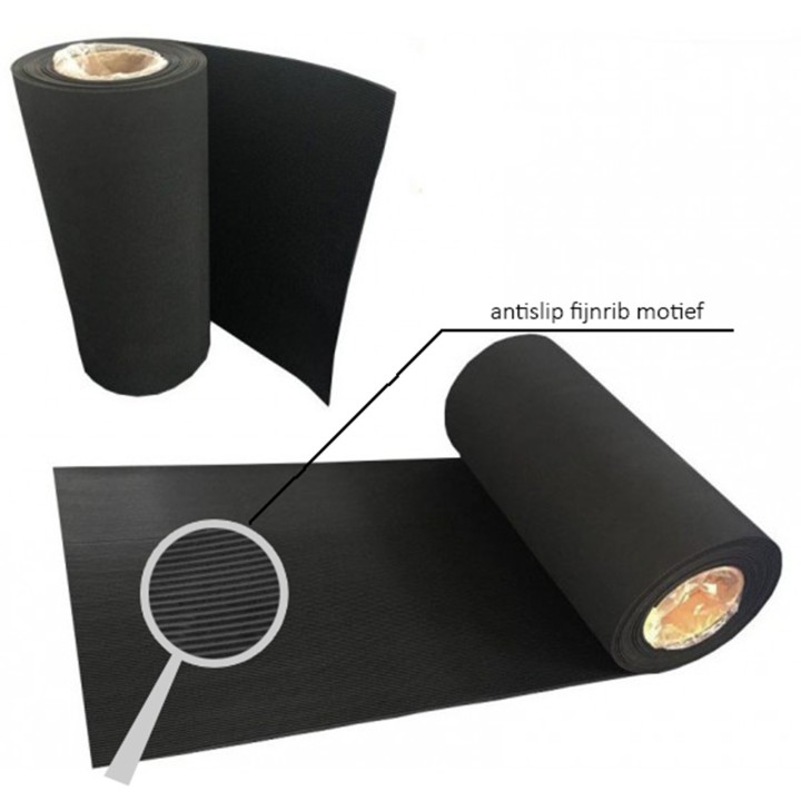 antislip rubber kabelmat met fijnrib motief 100cm breed